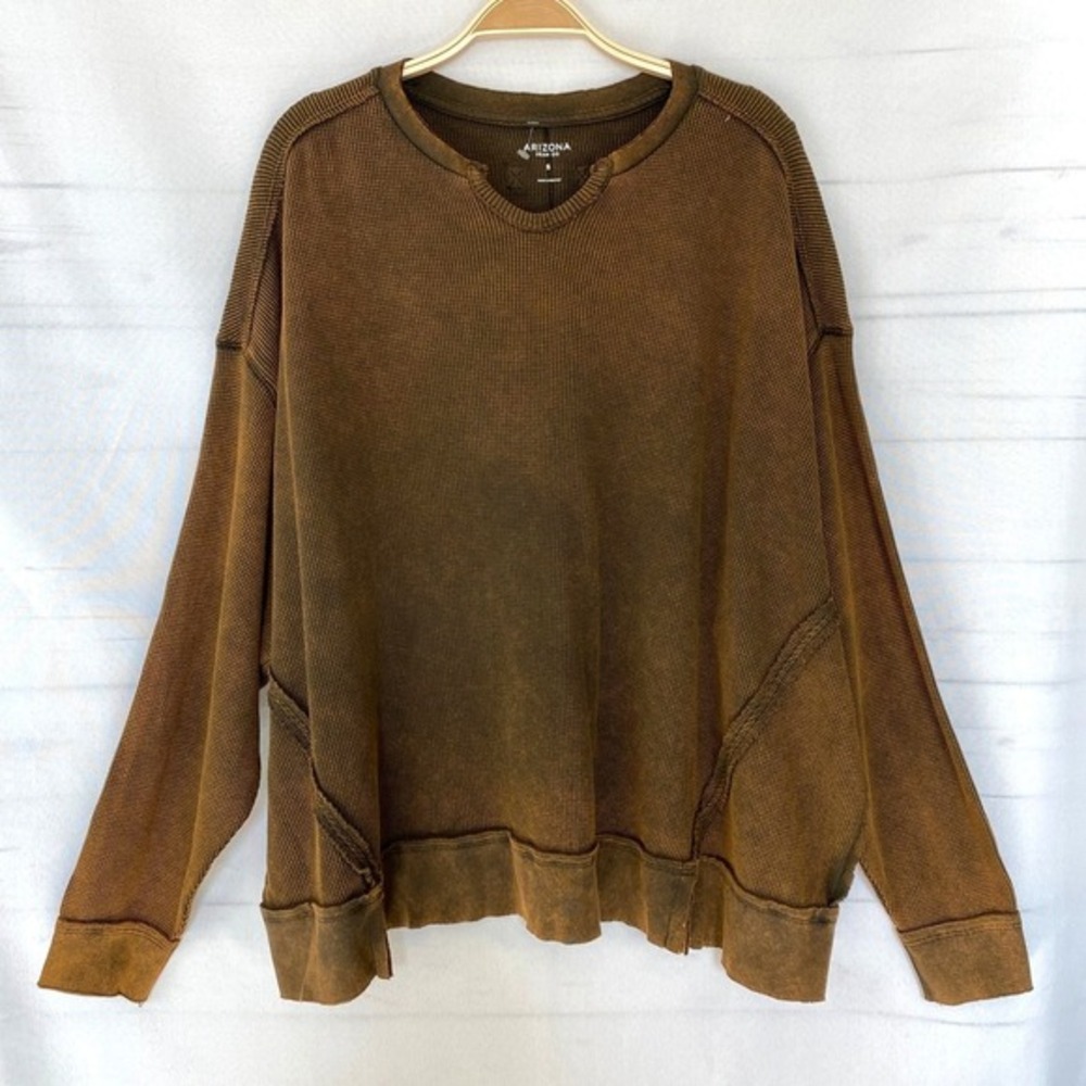 Arizona‎ Jean Co. Thermal Waffle Knit Sweater Women S Brown Grunge Slouchy Boho